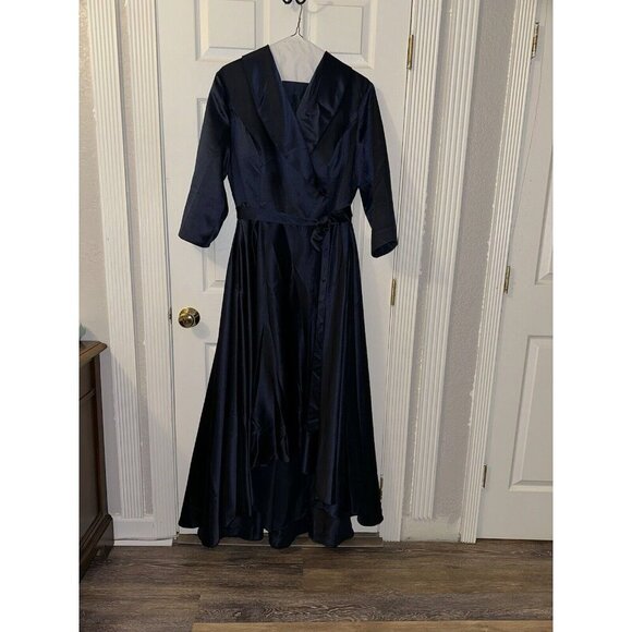 JJs House Dress Size 20 Satin A-line HiLow 3/4 Sleeve. Belt, Pockets, Faux Wrap - Picture 2 of 8